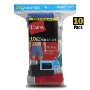Hanes Men's Cotton Boxer Brief Underwear Pack, 10-Pack